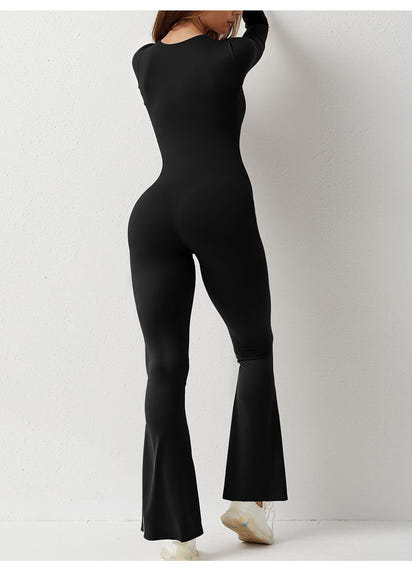 Long Sleeve Flared Seamless Shaping Jumpsuit