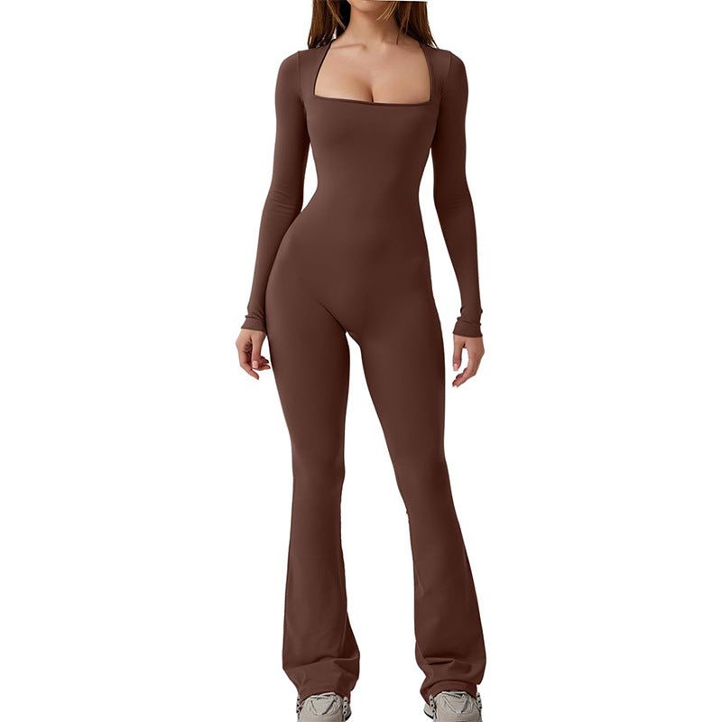 Long Sleeve Flared Seamless Shaping Jumpsuit